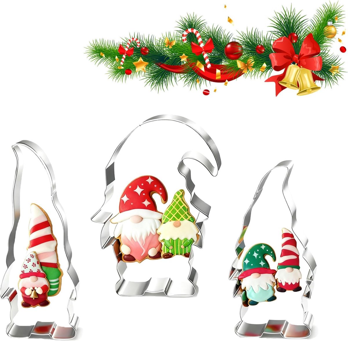 Christmas cookie cutters, set of 3 gnomes - ShopVlot