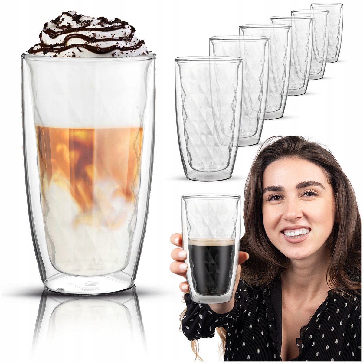 6x Dubbelwandige Glazen voor Latte, Koffie & Thee - 250ml