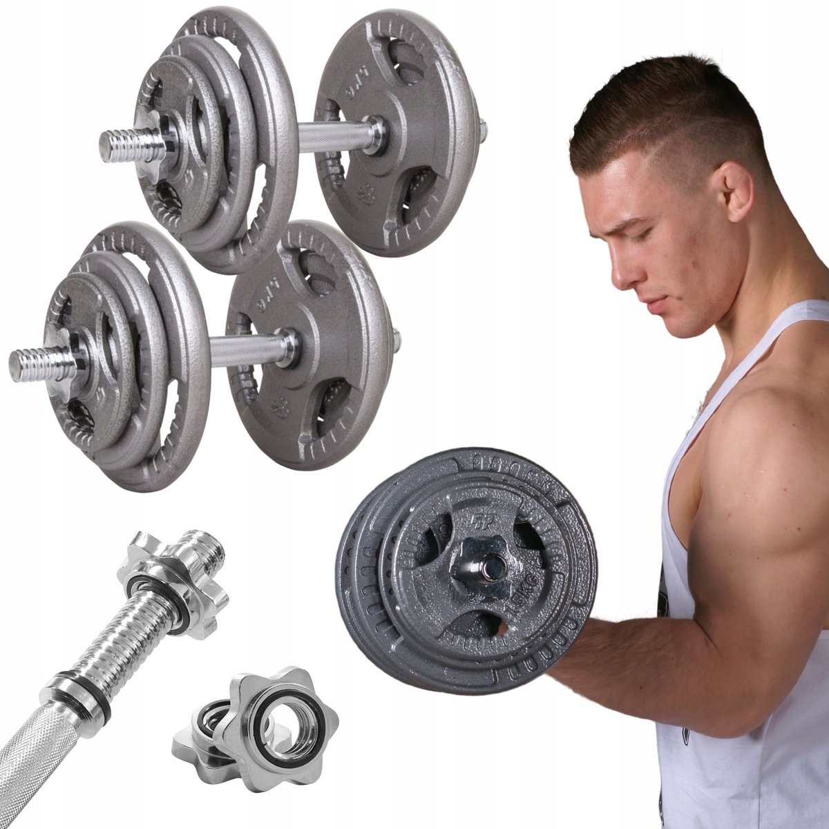 Platinum Fitness Verstelbare Gietijzeren Halters Set 2x20kg (40kg Totaal)