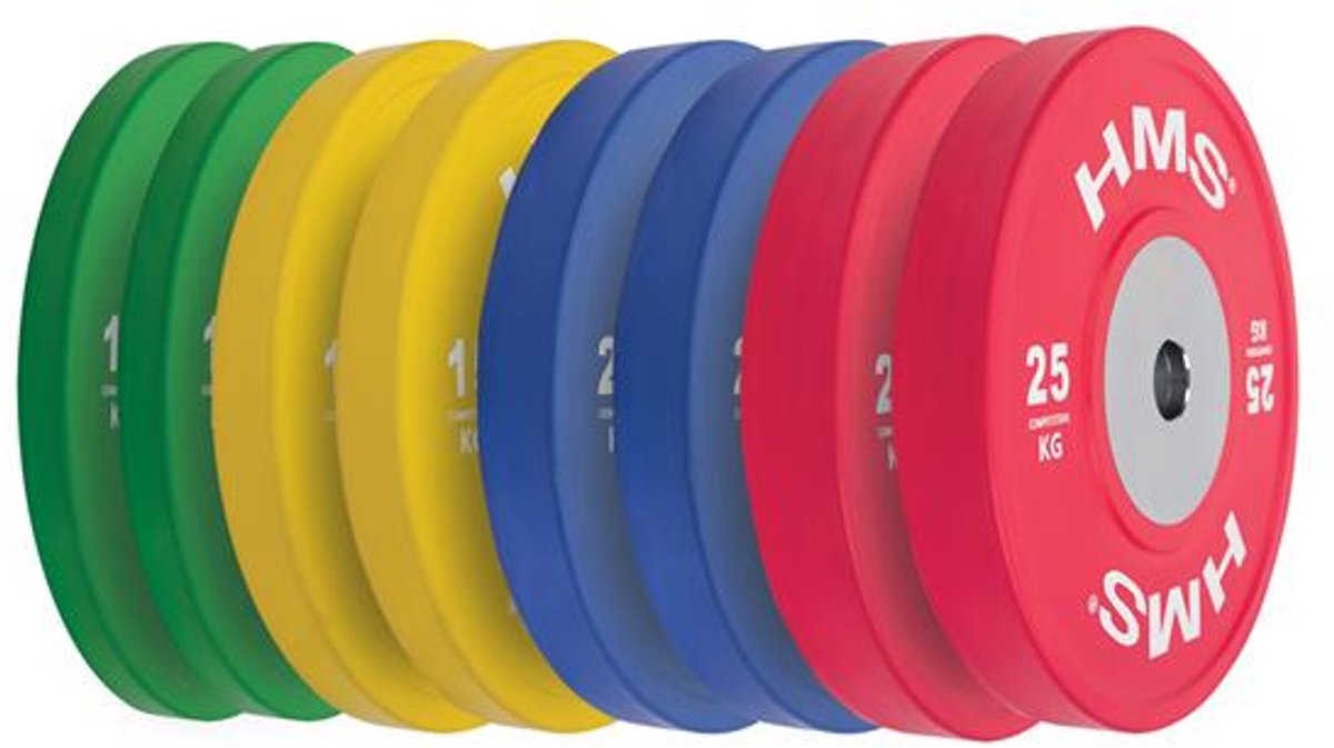 8x Bumper Plates Set - 140 kg - Rubber & Staal - Merkloos