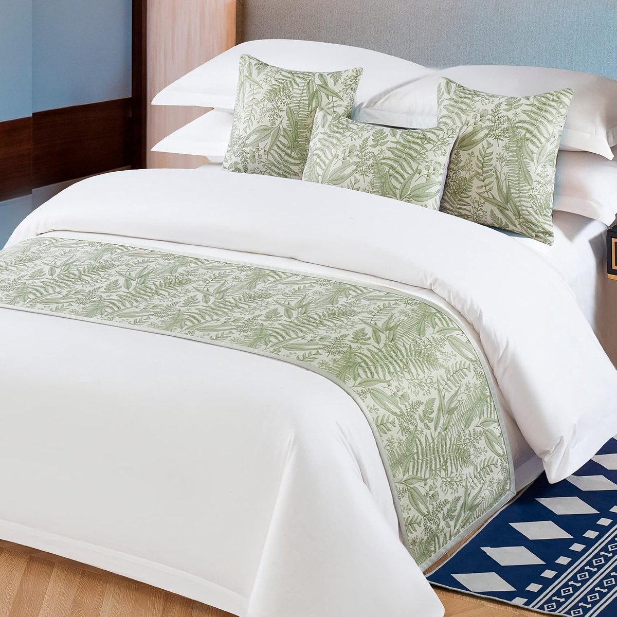 OSVINO Floral Bed Scarf 100% Microfiber Elegant Fade Resistant Bed Runner Bedspread Cover Bedding Decoration for - ShopVlot