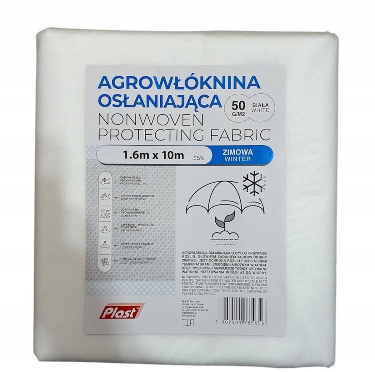 Wit Agrarische Doek 1,6x10m - Bescherming & Groeiplanten