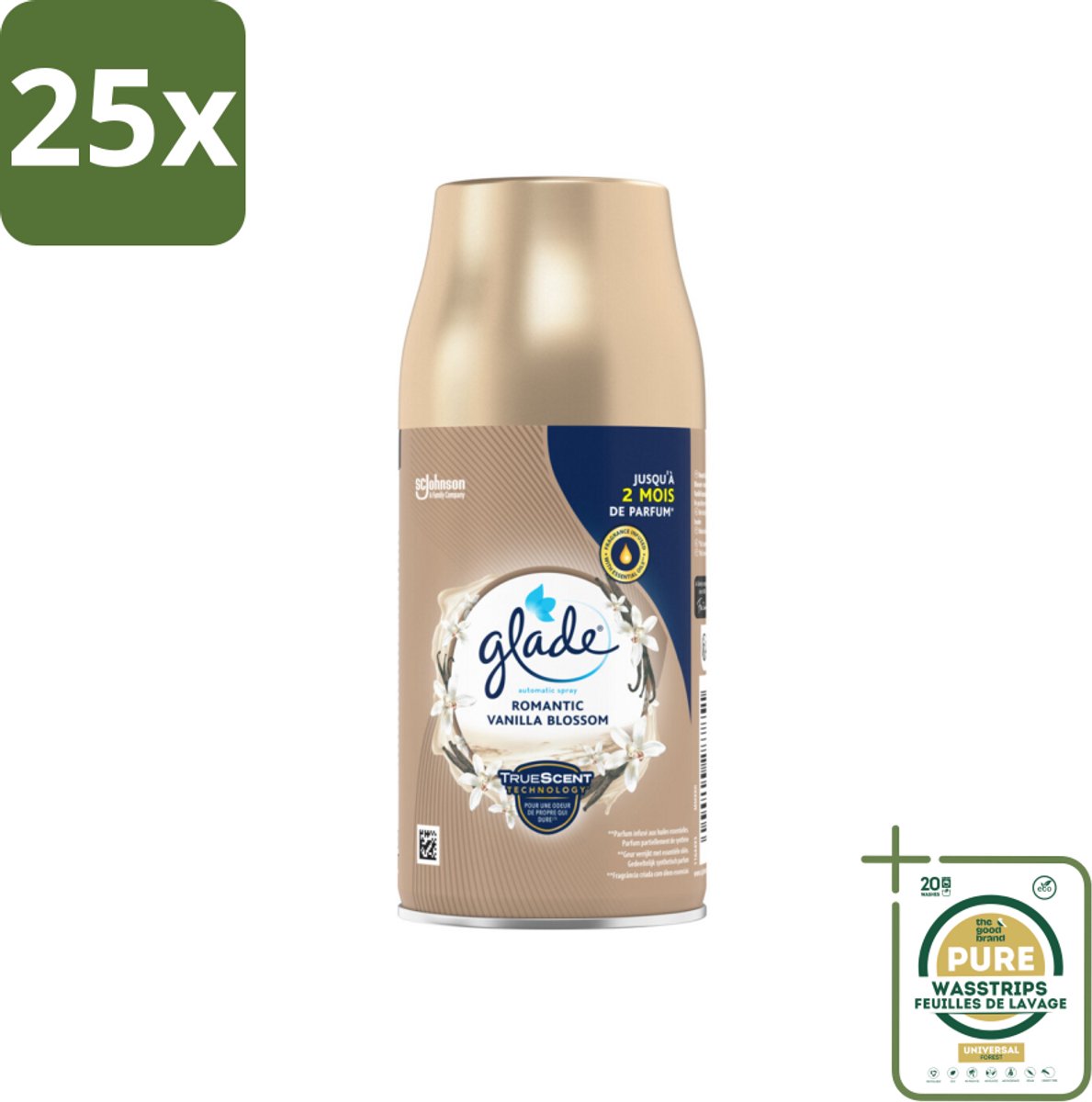 25 x Glade - Automatische Spray - Romantic Vanillebloesem - 269 ml - Grootverpakking - Romantische Geur - Vanillebloesem - Glade - Geurverspreiding - Essentiële Oliën