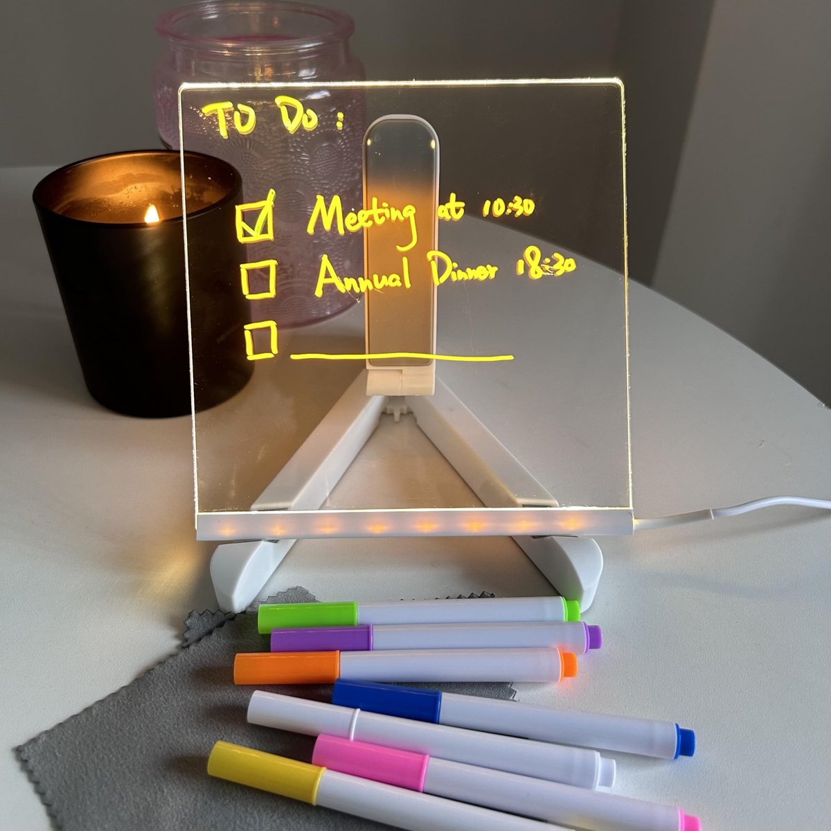 Led bericht note pen set - 12 stuks neon kleuren - droog uitwisbare markers - ideaal voor creatieve doodles - ShopVlot