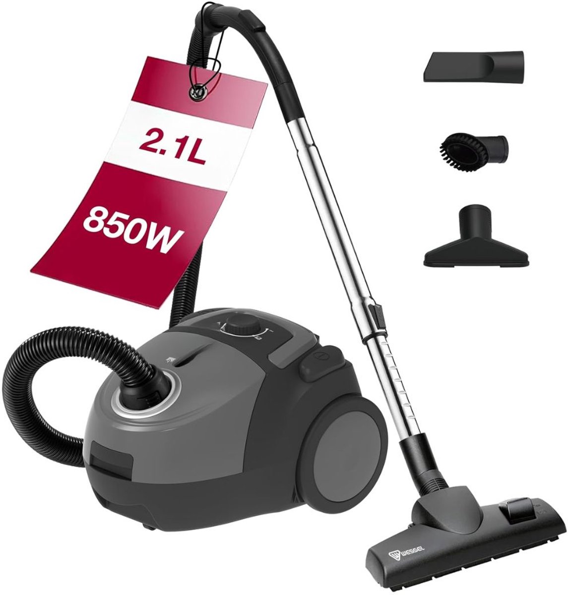 VALI® Stofzuiger Zonder Zak - Compact en Licht - Stofzuiger - Zwart/Grijs - 33cm x 25cm x 42cm