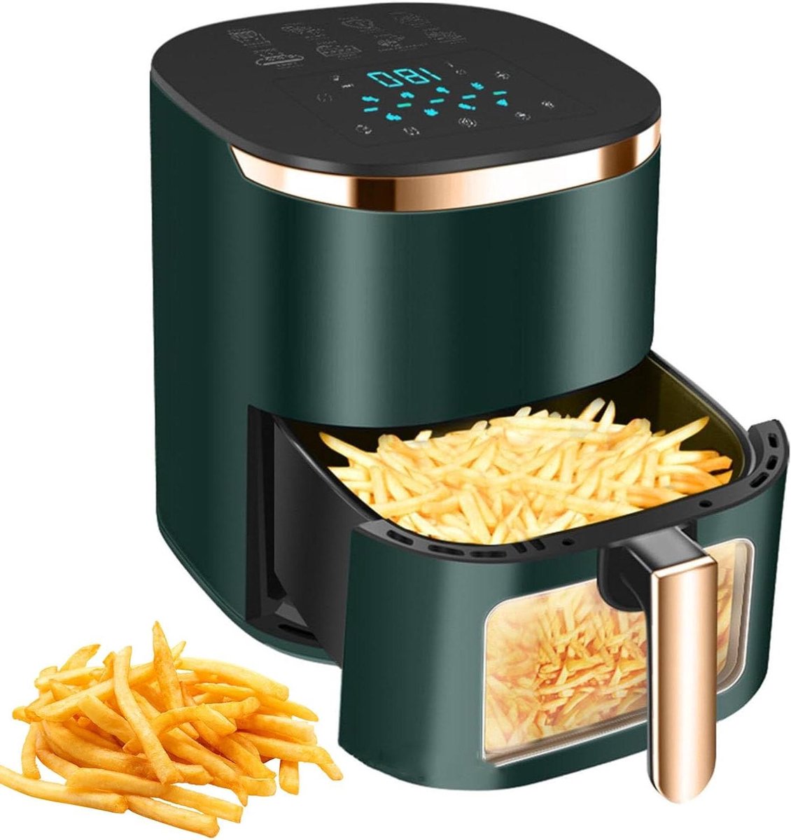 Airfryer Oven Heteluchtfriteuse Digitale Gezond Koken Visueel Kookvenster 8L Zwart