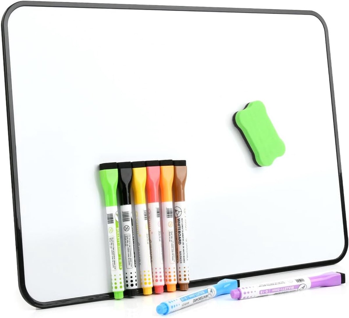 SnelShoppen - Magnetisch Whiteboard A3, Droog Afwasbaar, Dubbelzijdig, Flexibel Bord voor Koelkast, 42 x 30 cm met 8 Markers en 1 Rubber voor Thuis, K