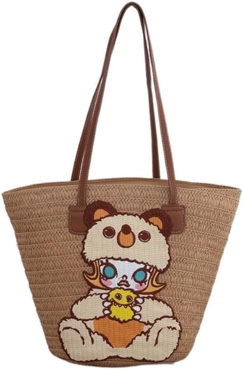 Dames Stro Tas - Schoudertas Strandtas - Zomerse Uitjes - Handgeweven Design - Niet gespecificeerd - Diverse kleuren