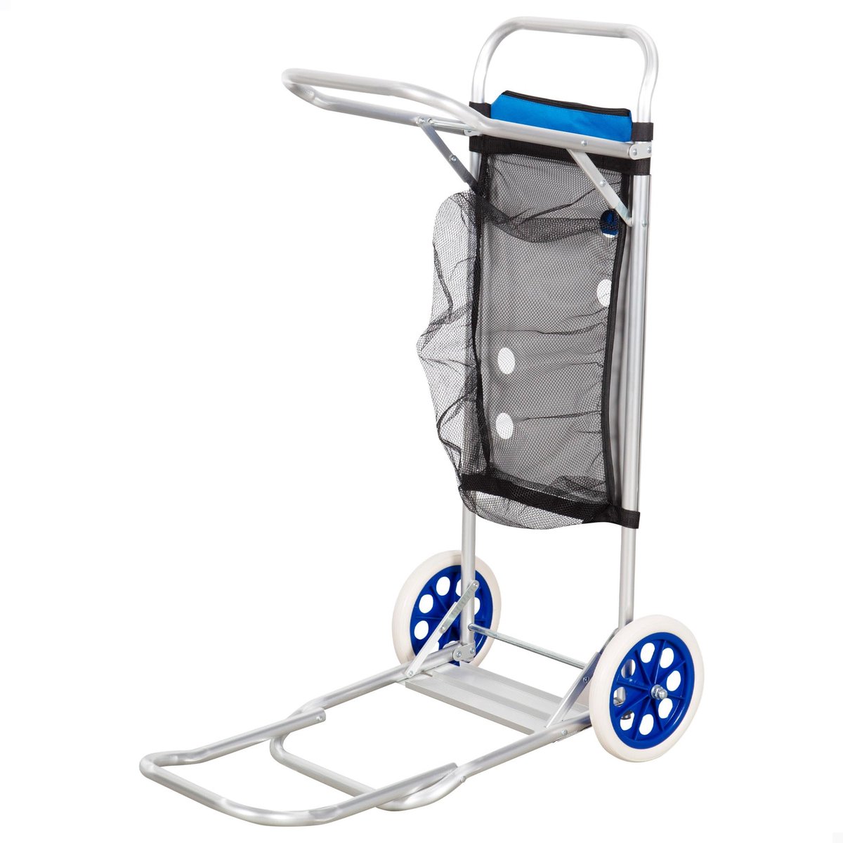 SnelShoppen - Opvouwbare Tafelwagen Strand 42x100cm, 2-in-1 Transportwagen met Tas en Hulprooster, Aluminium Frame en Plaat, 21cm Wielen, Draagkracht
