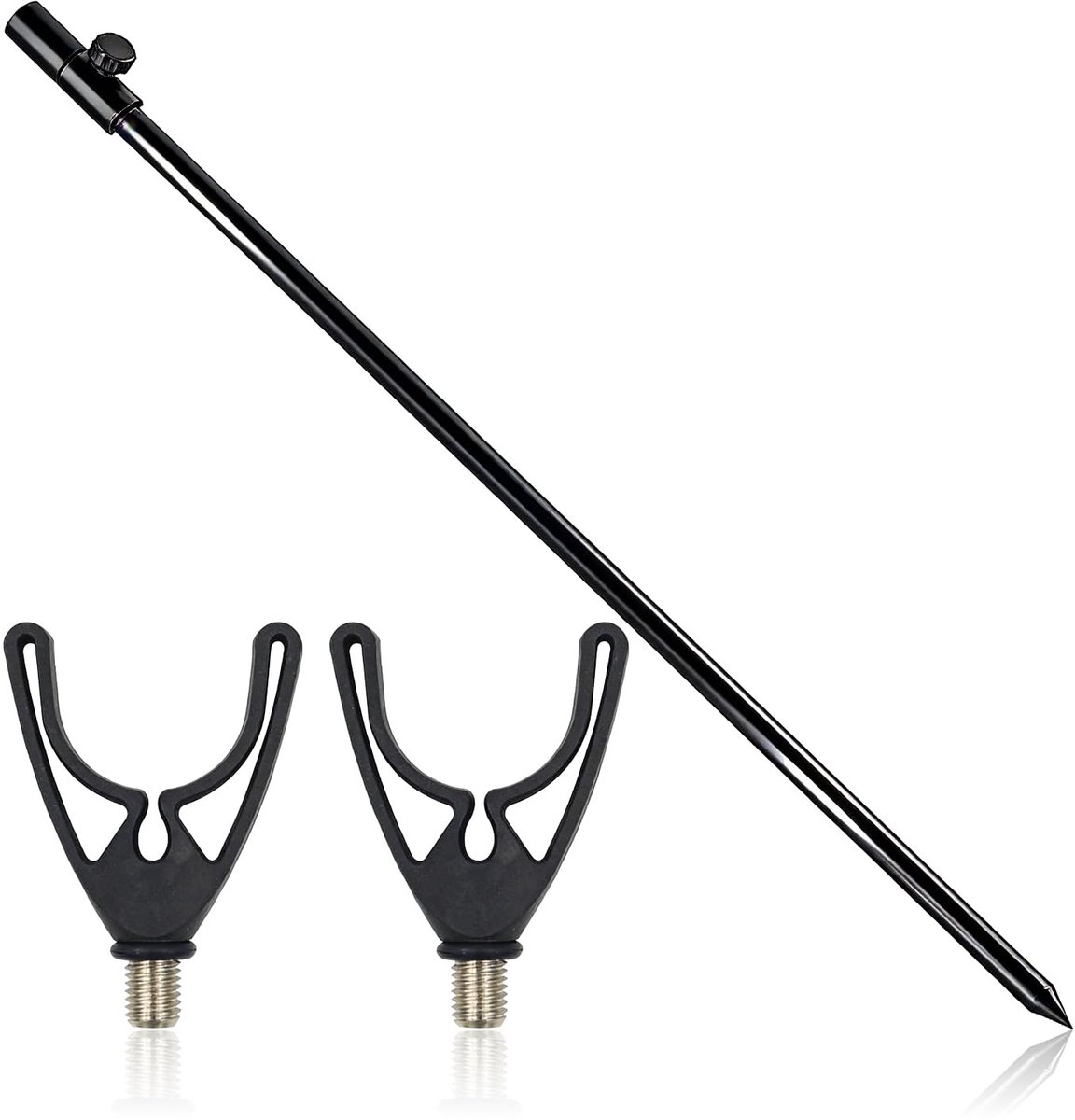 SnelShoppen - Hengel Steunkoppen met Telescopische Hengelhouders, 3 Stuks Karperhengelsteun met U-Steunpoten 30-50 cm Verstelbaar, Visstok Bankstick V