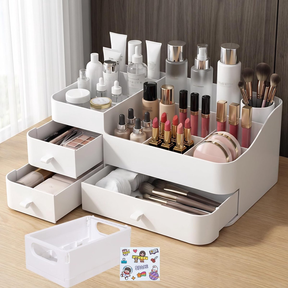 SnelShoppen - Make-up Organizer Met Laden - Multifunctionele Cosmetica-Opslag - Cosmetische Organizer voor Badkamer, Slaapzaal, Dressoir - Ruimtebespa