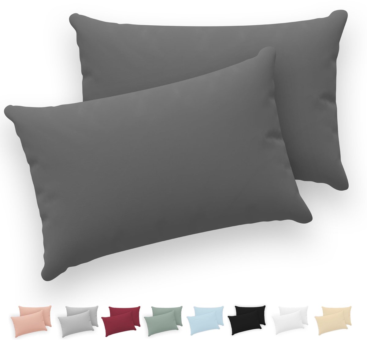 SnelShoppen - Kussensloop 50x70 Set van 2 - 100% Katoen Jersey 150 GSM - Kussenhoes met Ritssluiting - Oeko-Tex Gecertificeerd - Ideaal voor Thuis, Sl