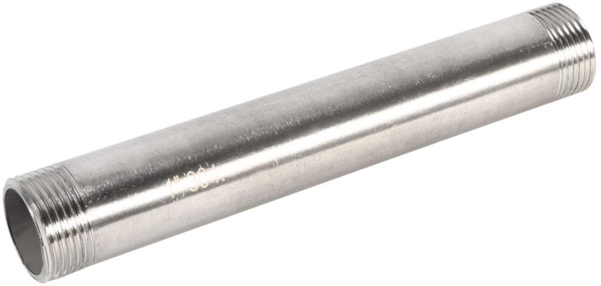 Dailygoods - 1 inch roestvrij stalen buisnippel 200 mm met schroefdraad