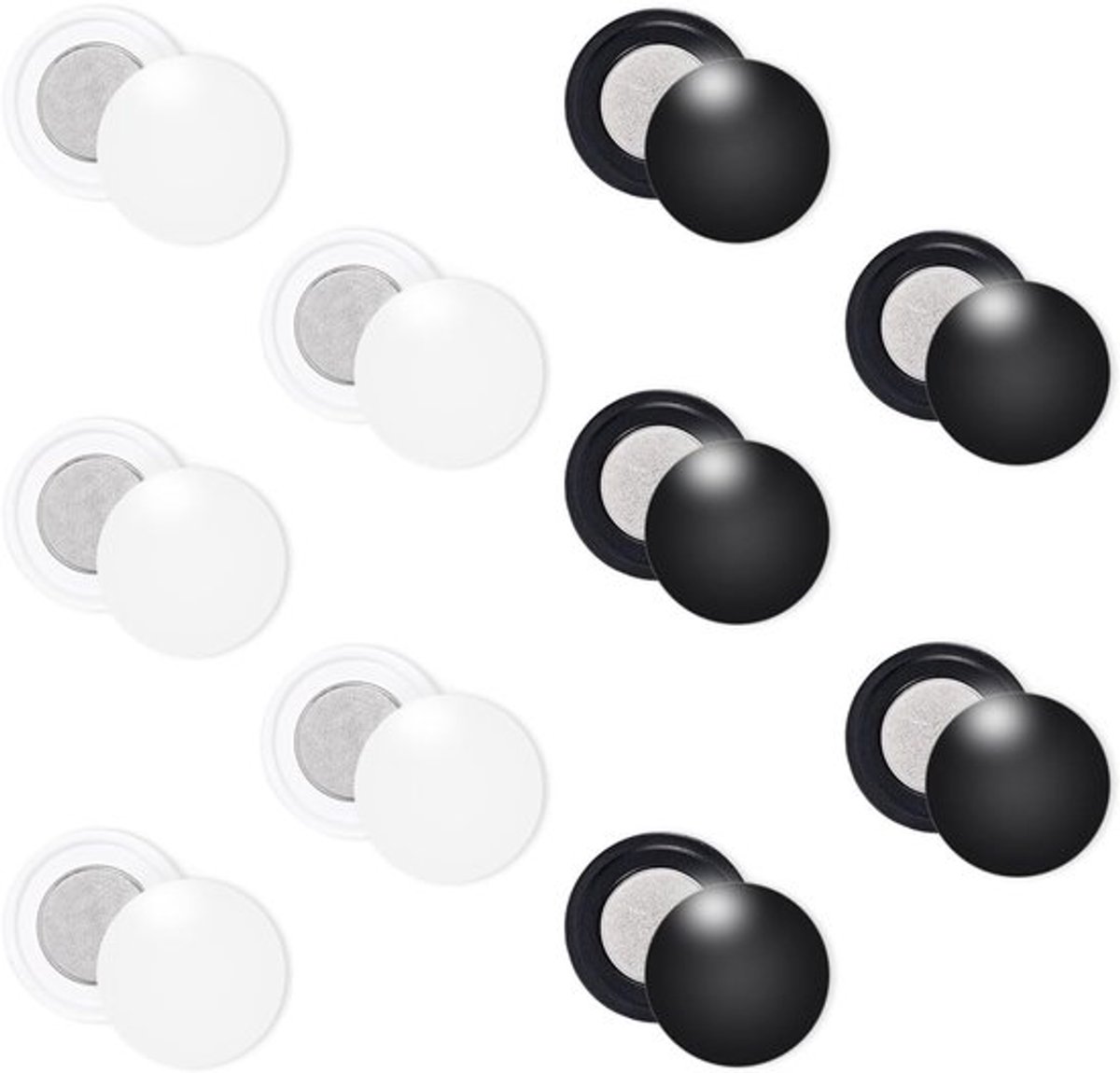 Magneetsluiting, knoopsluiting, knoopsluiting voor hardloopwedstrijd, knoopsluiting voor nummerplaatbevestiging, fixatiehouder, 5 paar zwart +5 paar wit