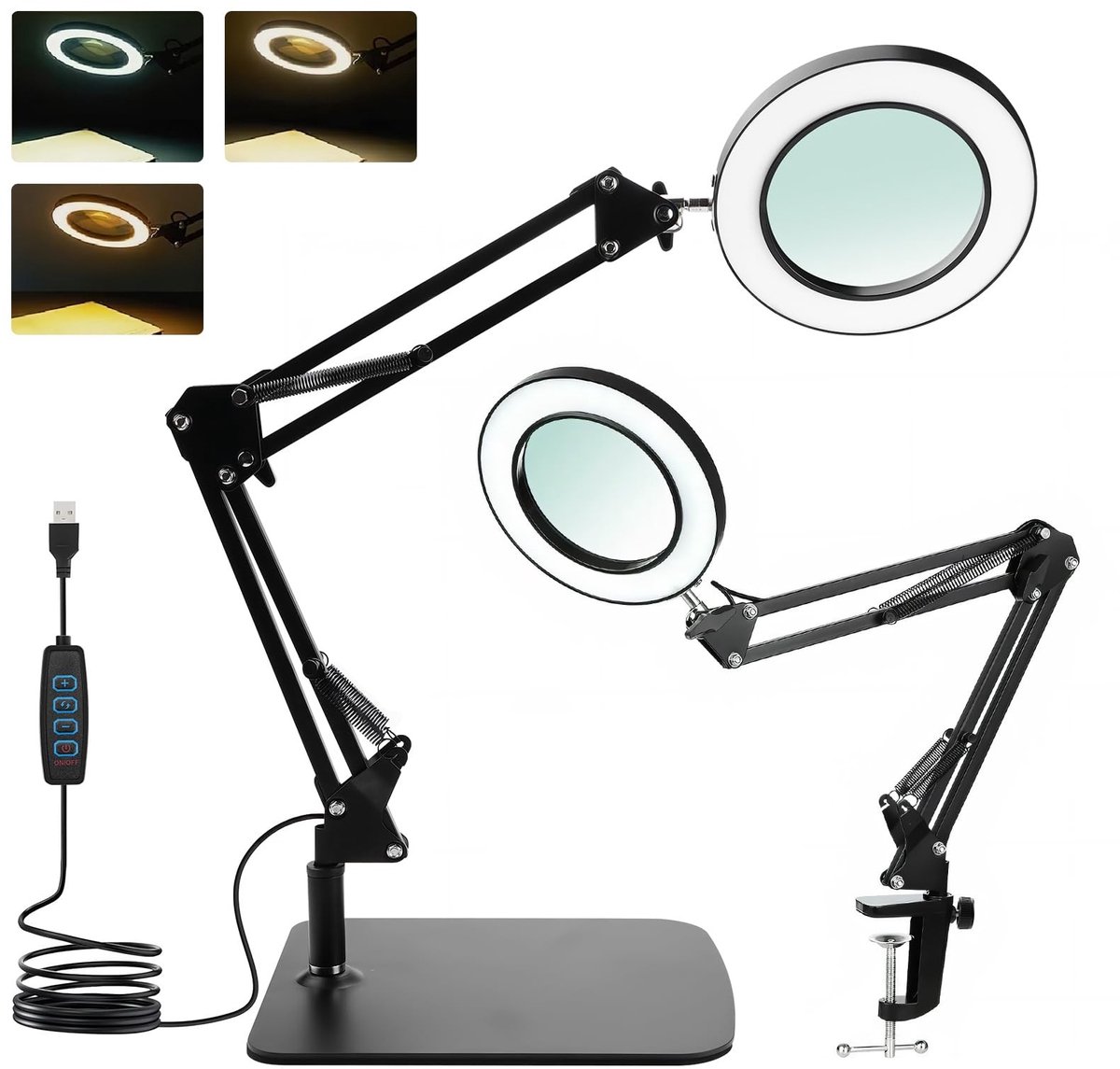 Dailygoods - 15x Vergrootglas met LED Licht, Dimbare Loupe voor Hobby en Lezen