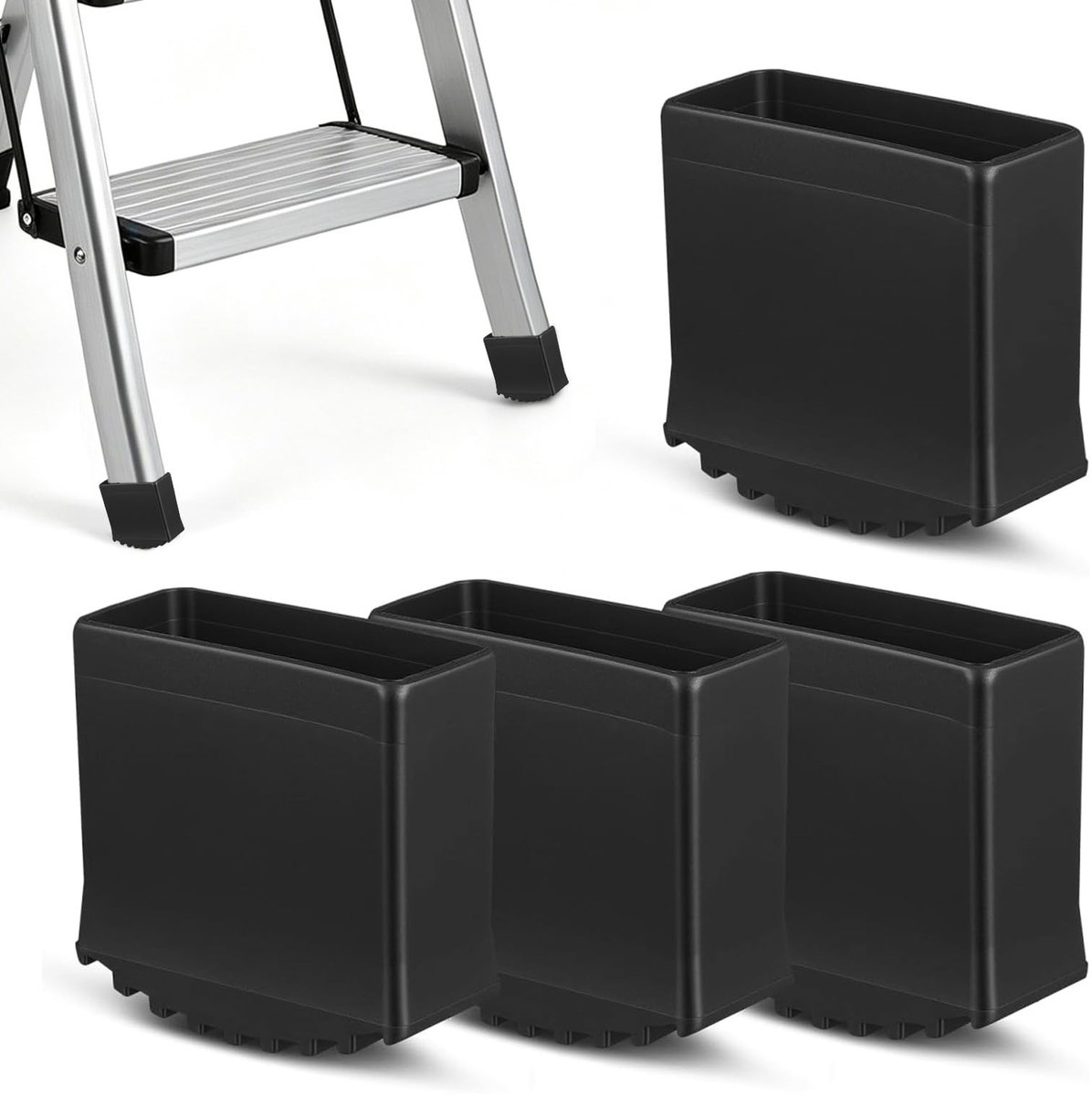 Dailygoods- Laddervoetjes Antislip - 4 Stuks - 25 x 63 mm - Robuust Rubber - Vervangende Voetjes - Universele Laddervoetjes - Vloerbescherming - Laddervoeten