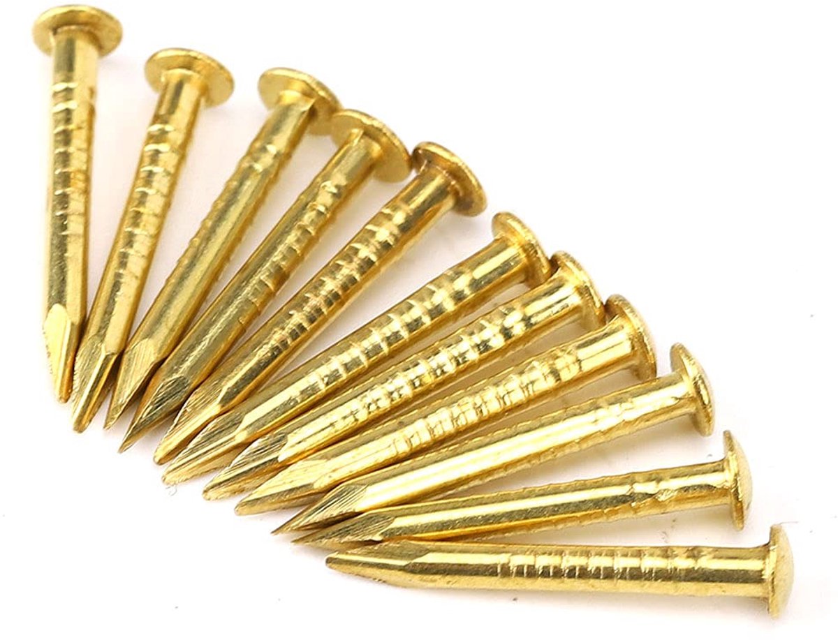 Dailygoods - Messing Nagels Set van 100 - Ronde Kop - 10mm/15mm/18mm/22mm
