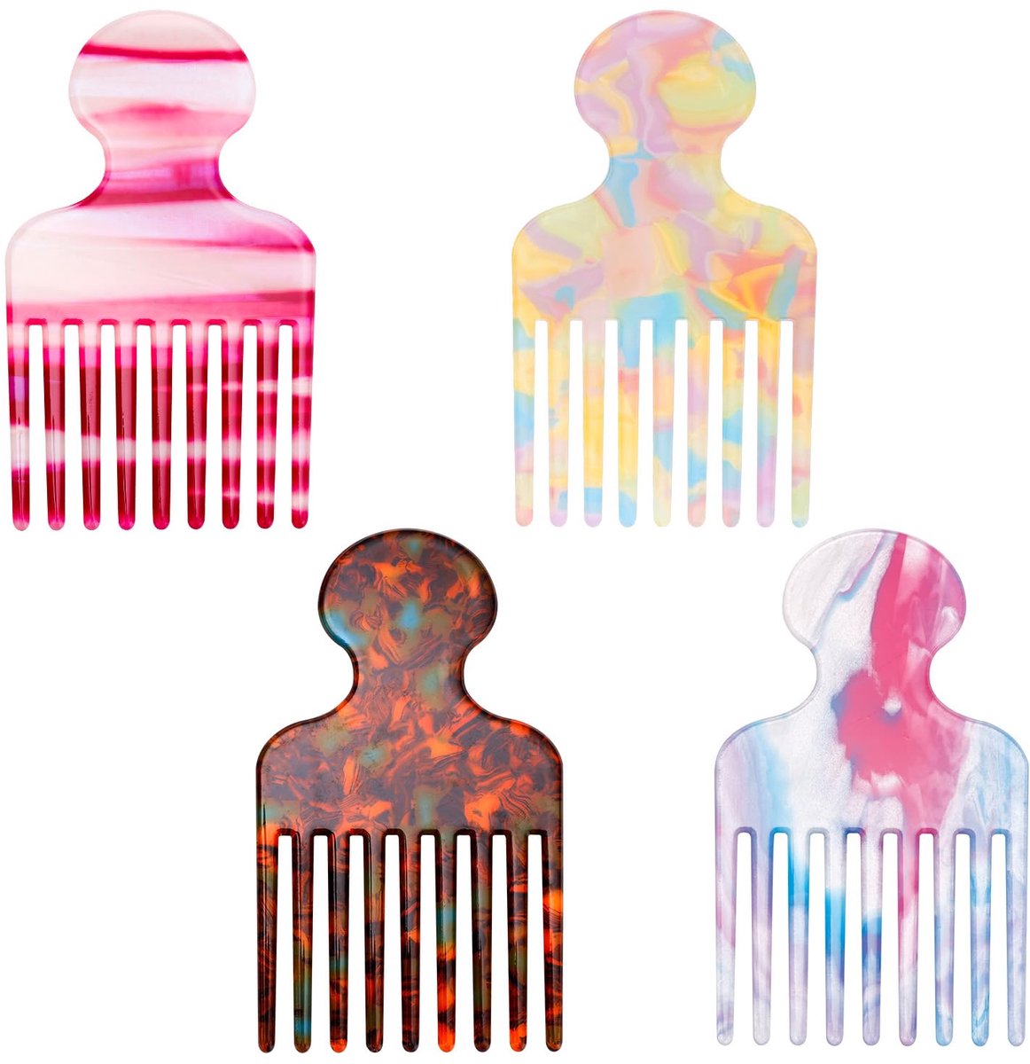 Dailygoods - 4 Stuks Delige Kam met Brede Tanden voor Krullend Haar - Haarstylingtools