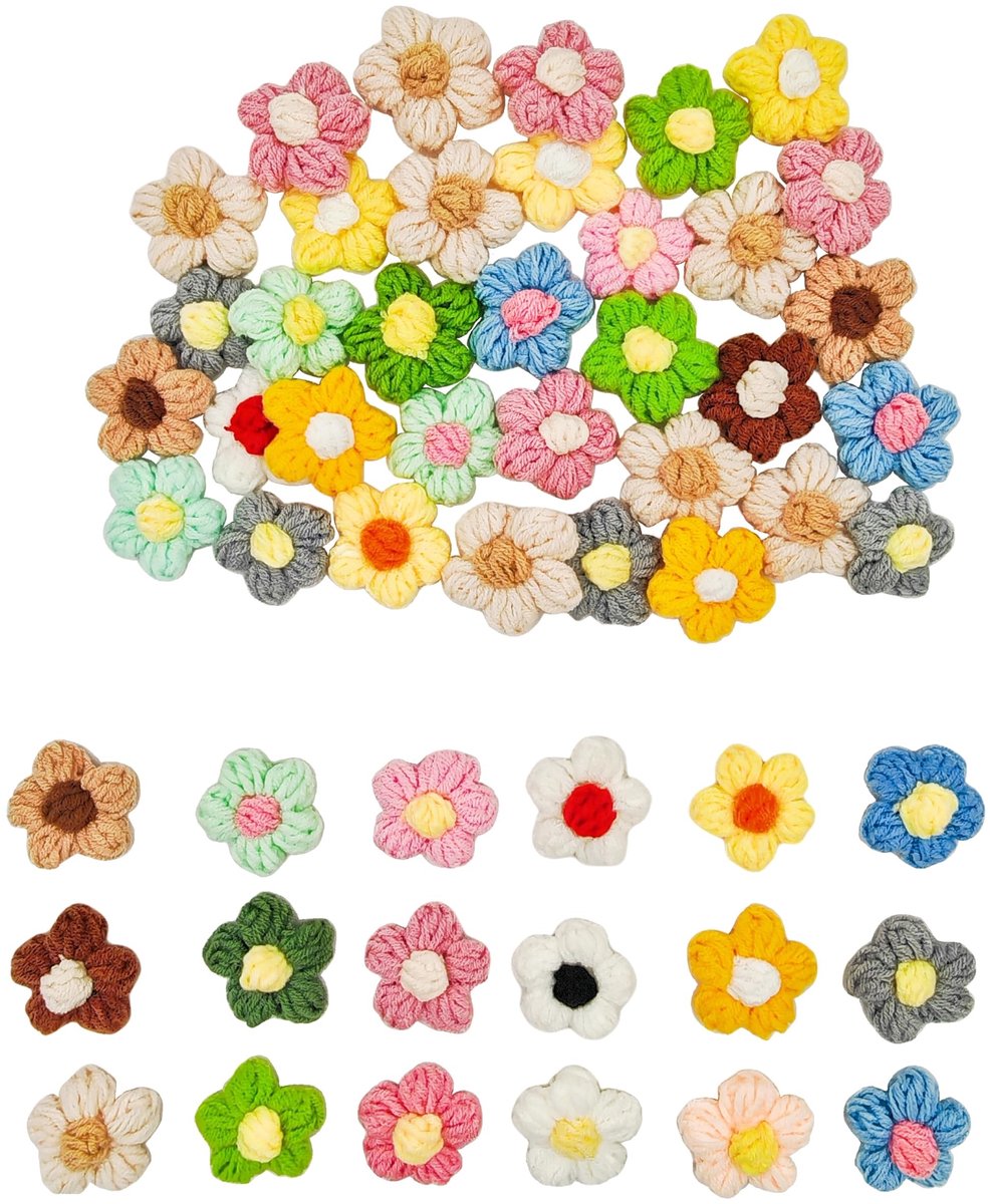 Dailygoods- Bladerdeegbloemen 50 stuks - Handgemaakte Applicaties - Versieringen voor Ambachten - Naaien/Opstrijkpatches - Kleding/Tassen - Huisdieren Decoratie - Gehaakte Bloemen