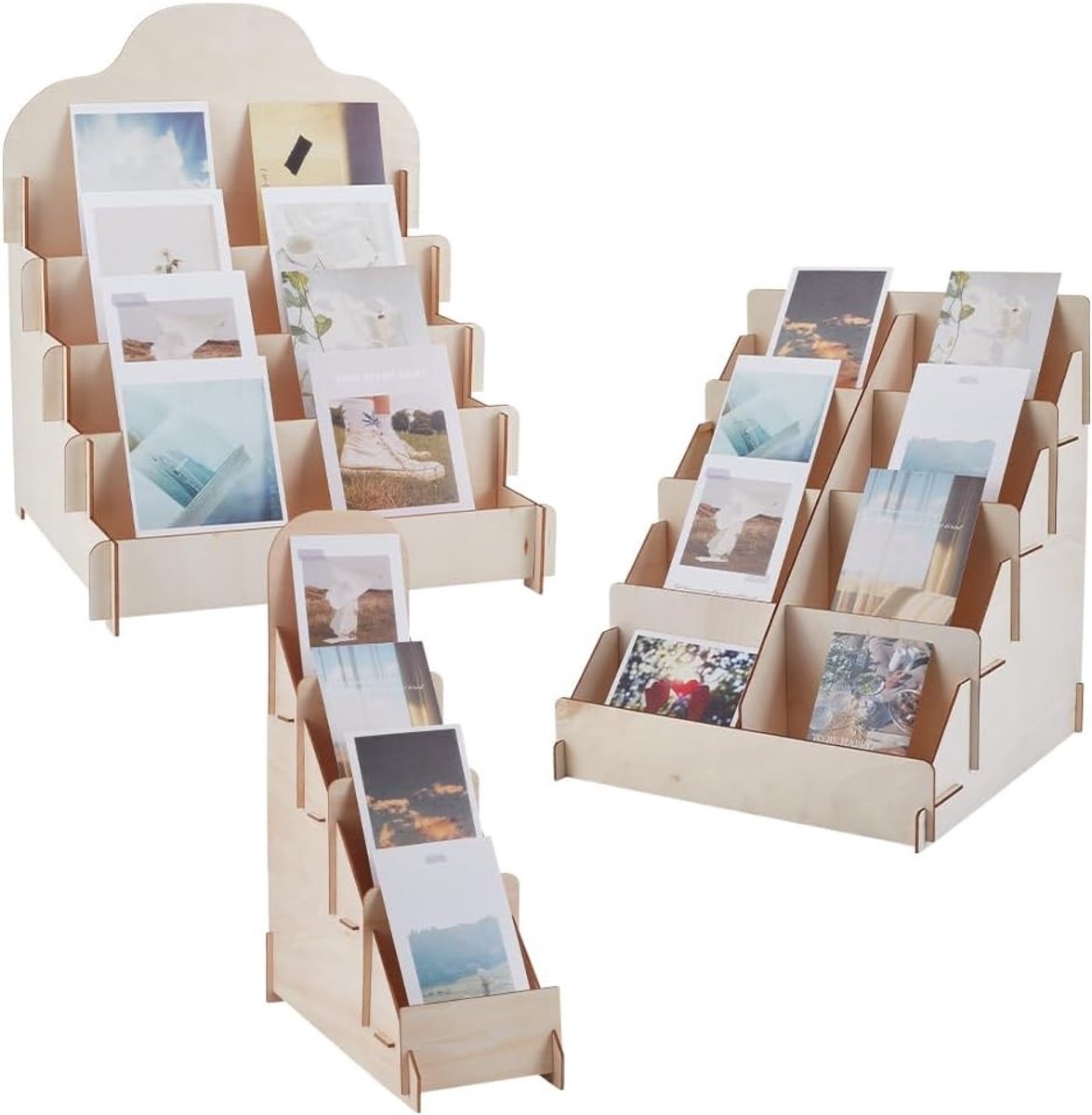 Dailygoods - 3 Stijlen Wenskaart Display Stand Hout - Ansichtkaart Rack en Collector Displays