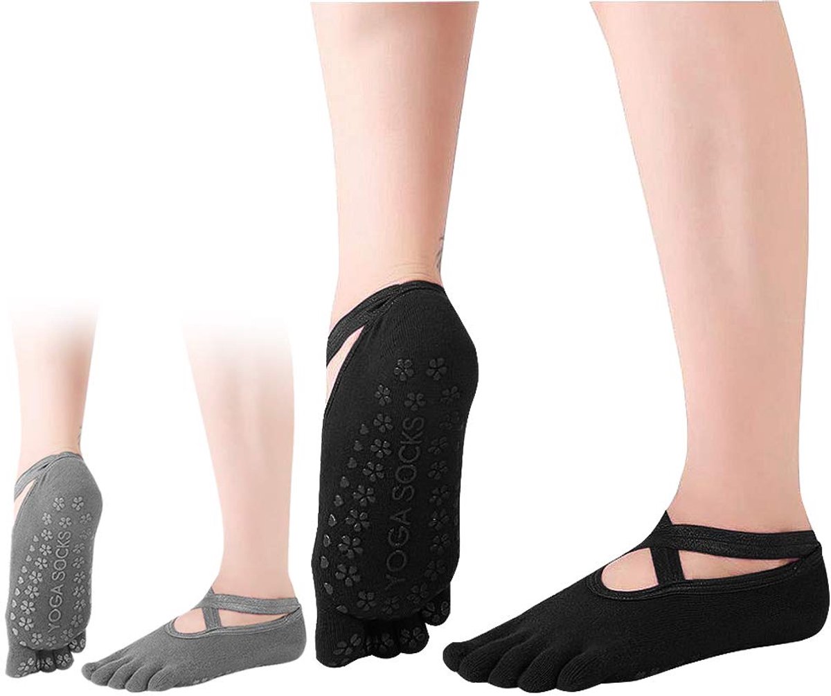 Dailygoods - Antislip Pilatesokken met Handgrepen voor Dames - 2 Paar