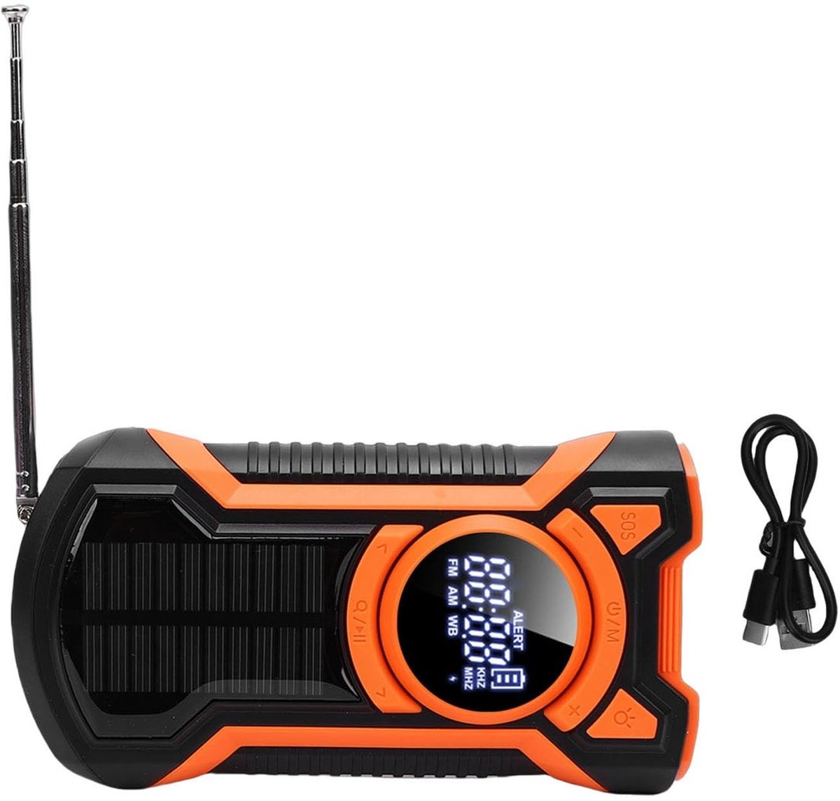 Dailygoods - Noodhandslingerradio met Bluetooth, Waterdichte Zonne-energie Radio met LED Zaklamp