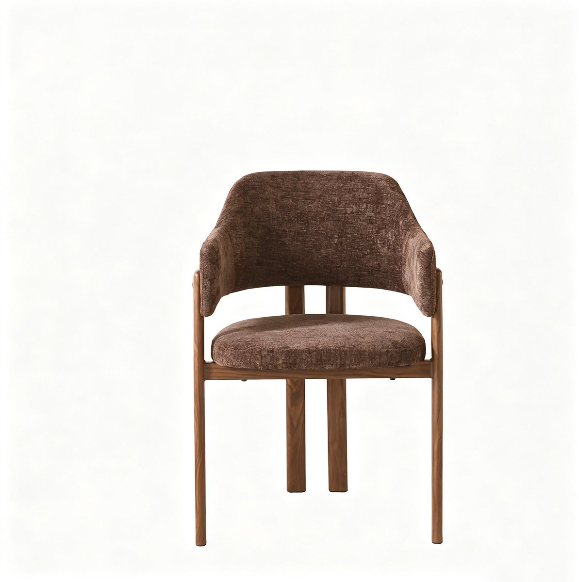 Lizzely Garden & Living SET DEAL 4 stuks: Eetkamerstoel Japandi donkerbruin velvet walnoot poten Bjorn japanse eetstoel minimalistisch zetel