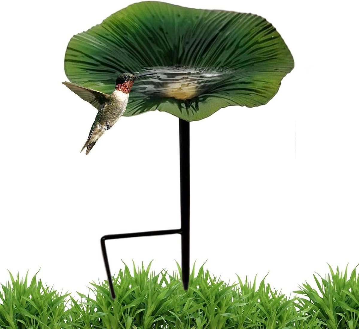Vogeldrinkbak Met Standaard - Vogelbad Tuin - Vogels Voeren - Dubbele Functie - 25x14cm - Groen