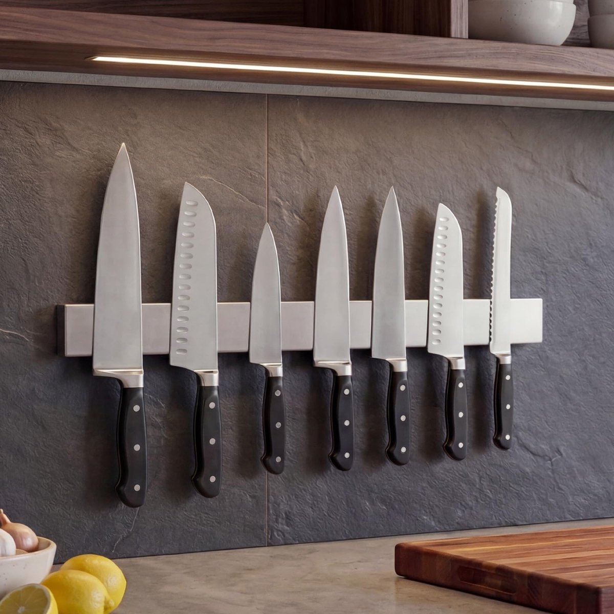 SnelShoppen - Magnetische Messenlijst 50 cm - Messenhouder voor aan de Wand - Metaal Gereedschapsstandaard voor Keukengerei - Zilveren Messenrek voor