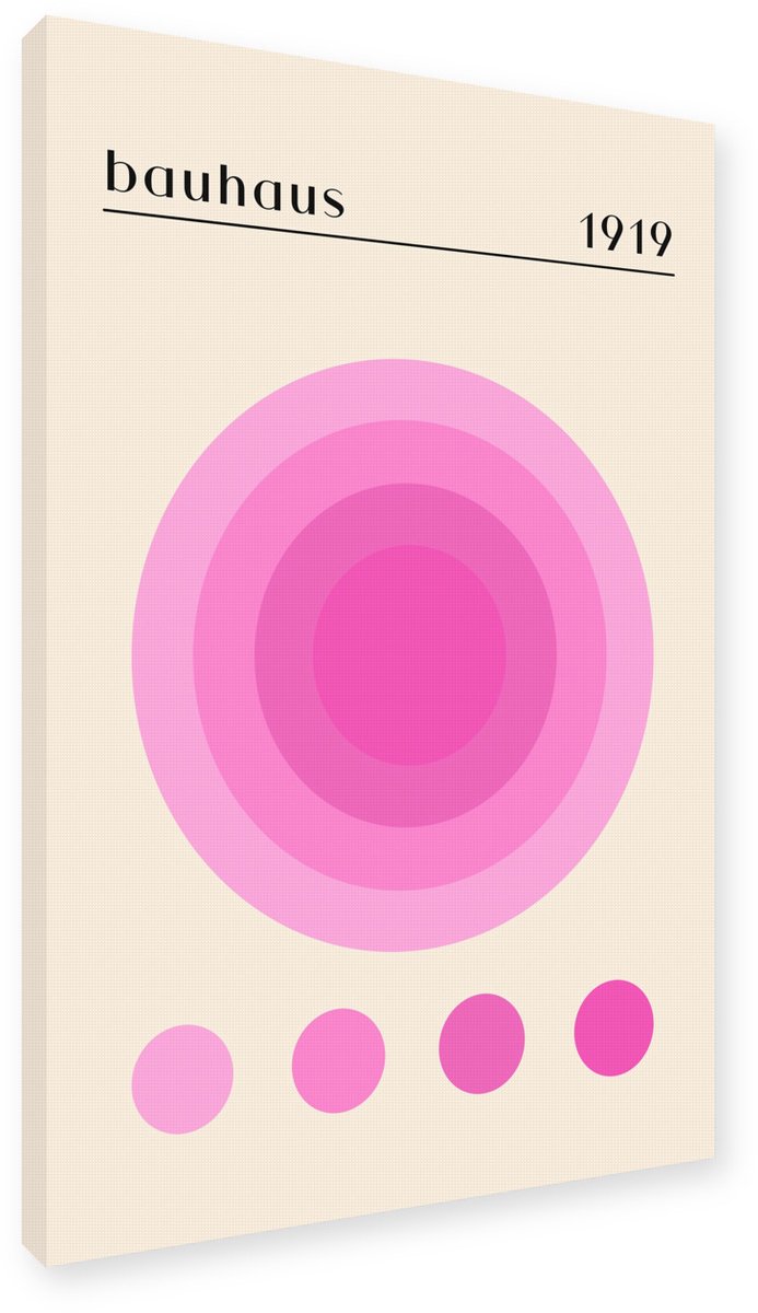 Bauhaus Schilderij Concentrische Cirkels - Wanddecoratie Canvas op Frame 80x120 cm - Geome