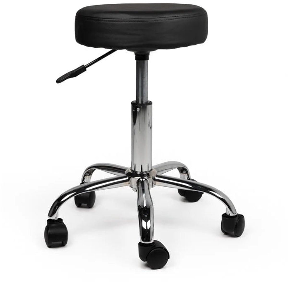 Ergonomische Tabouret Zwart op Wielen Laag (40-57cm) / met Voetsteun / Standaard wielen