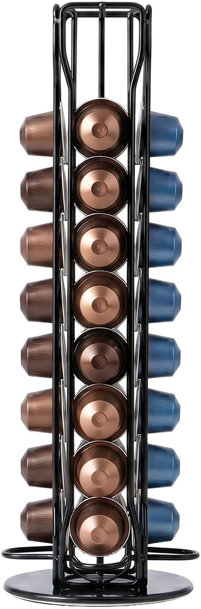 Koffiecups houder - Capsulehouder - Geschikt voor Nespresso - Voor 40 cups - 360° Draaibaar - Zwart