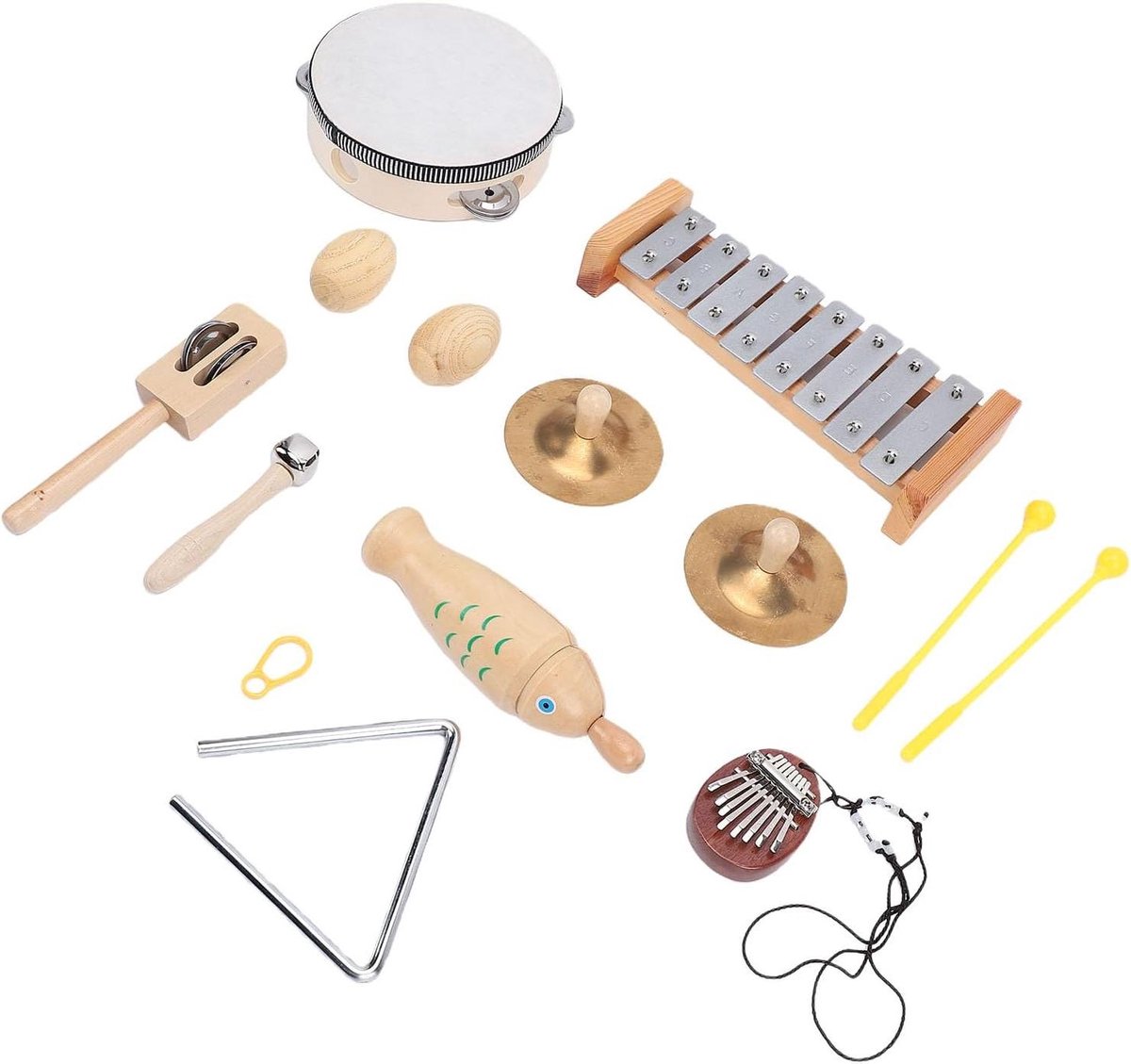 Houten Percussie Instrumentenset - Muziek Speelgoed Set - Peuters Muziek Leren - Glad Beukenhout