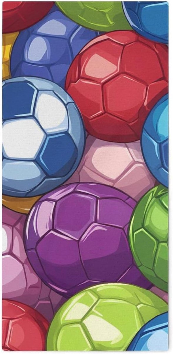 Voetbal Handdoek - Sport Doek - Dagelijks Gebruik - Absorberend en Zacht - 40x70 cm - Kleurrijk