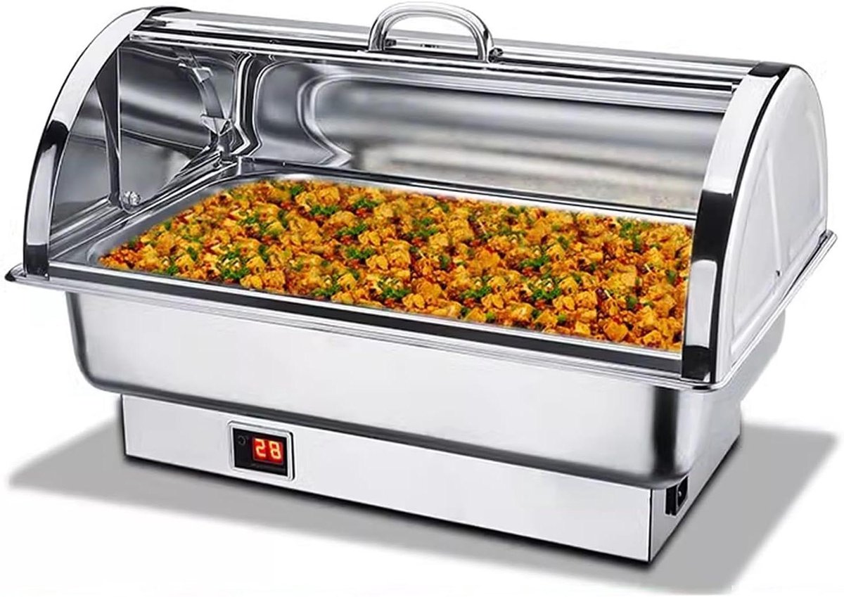 Voedselwarmer Pannen - Warmhoudcontainer Buffet - Buffet Warm Houden - Roestvrijstalen Voedselpan - 13.5L - Zilver