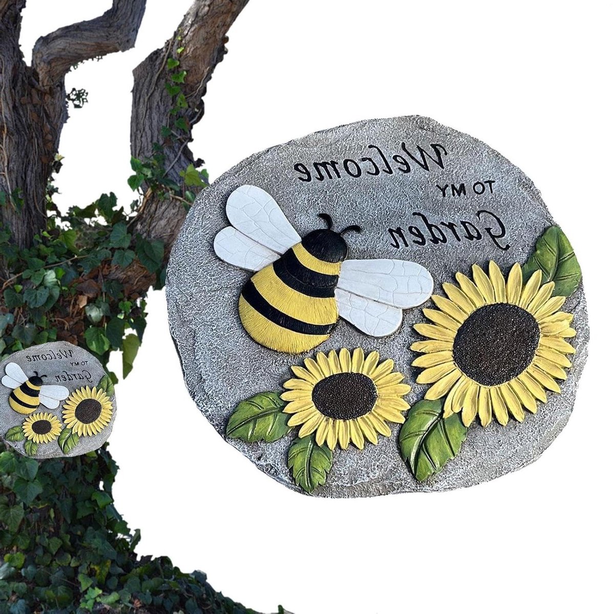 Decoratieve Stapstenen - Tuinpad Stenen - Tuin Decoratie - Zonnebloem Welkomstontwerp - 23.5 cm - Standaard