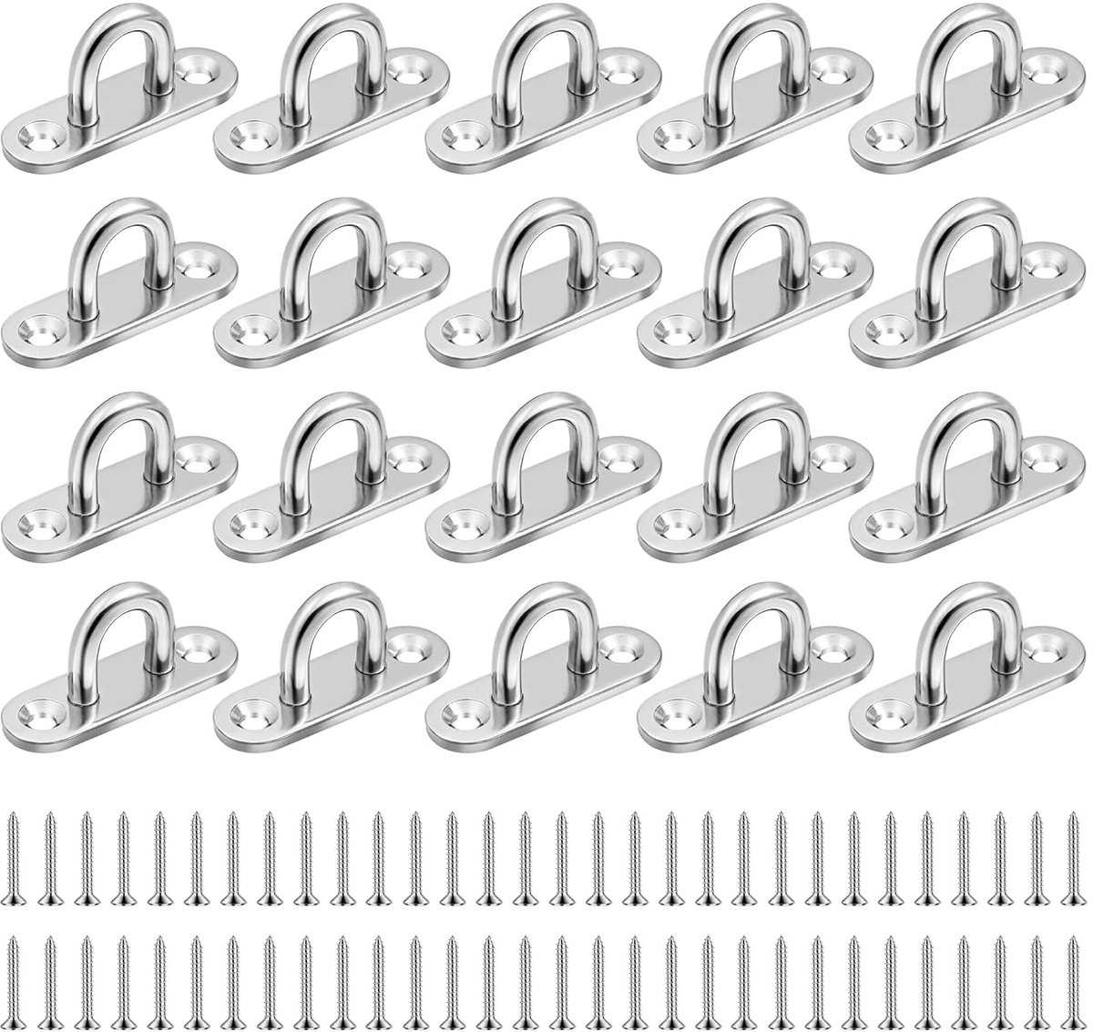 Dailygoods - 25 Stuks Oogplaat Roestvrij Staal M5 - Bevestigingshaken voor Camping en Boot