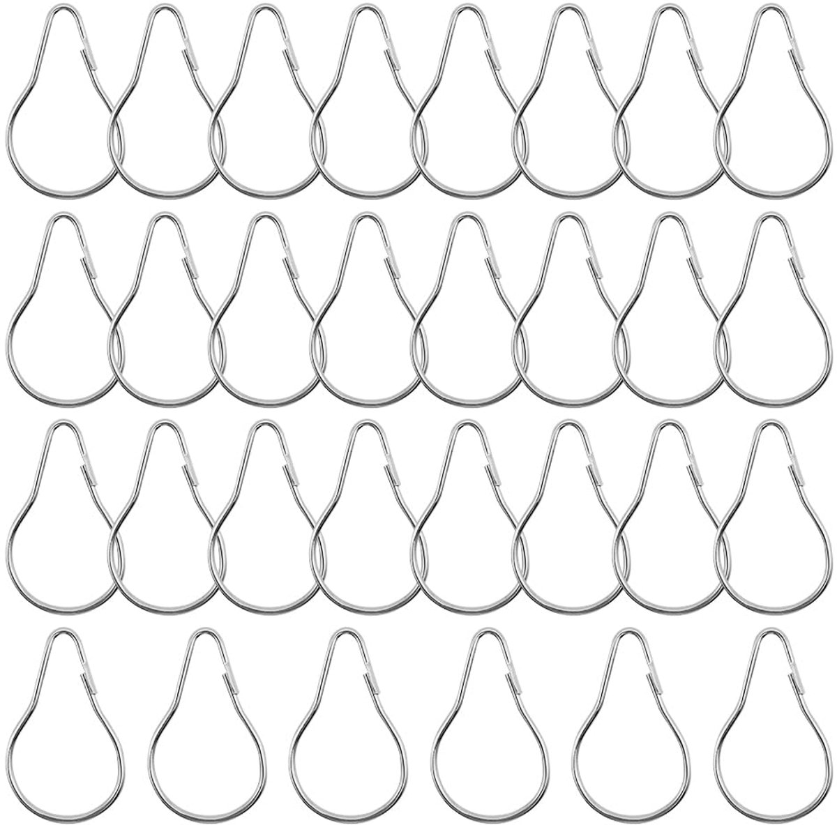Dailygoods - 30 Stuks Zilveren Douchegordijnringen van Metaal
