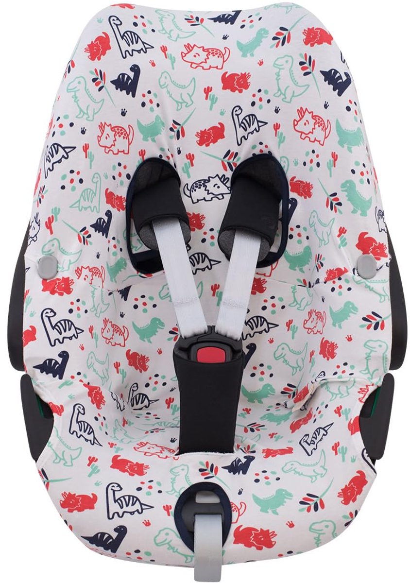 SnelShoppen - Kids Hoes van Katoen voor Maxi Cosi Pebble 360 Y FamilyFix 360 - Dino Party - Bescherming, Comfort en Stijl voor Kinderen