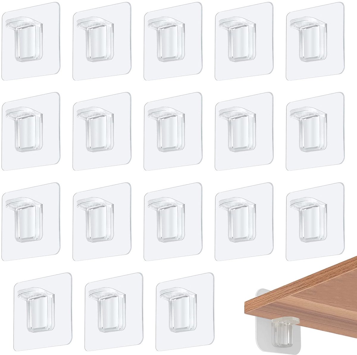 Dailygoods - 18 Paar Zelfklevende Plankdragers - Geen Boorgaten Nodig voor Makkelijk Monteren