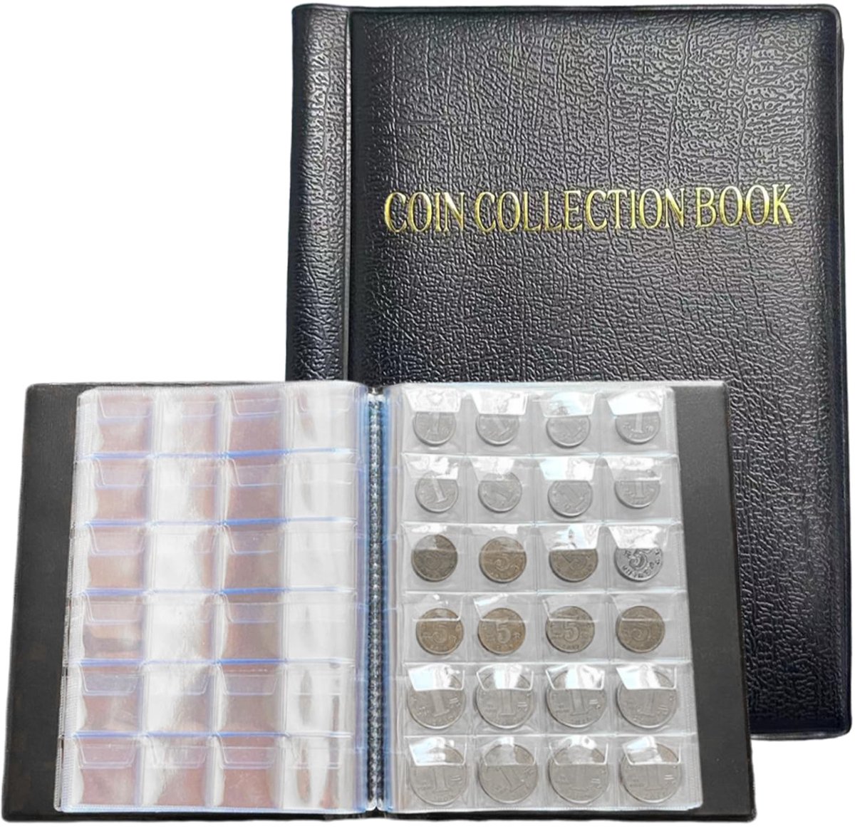 Dailygoods - Leder Coin Collectie Album - 480 Compartimenten voor Munt- en Postzegelopslag