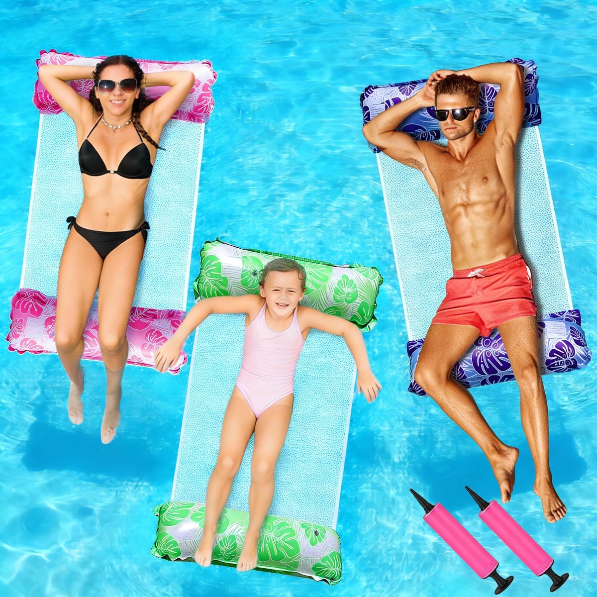 Dailygoods - 5 in 1 Hammock Zwemring Set - Opblaasbare Lounge voor Volwassenen en Kinderen