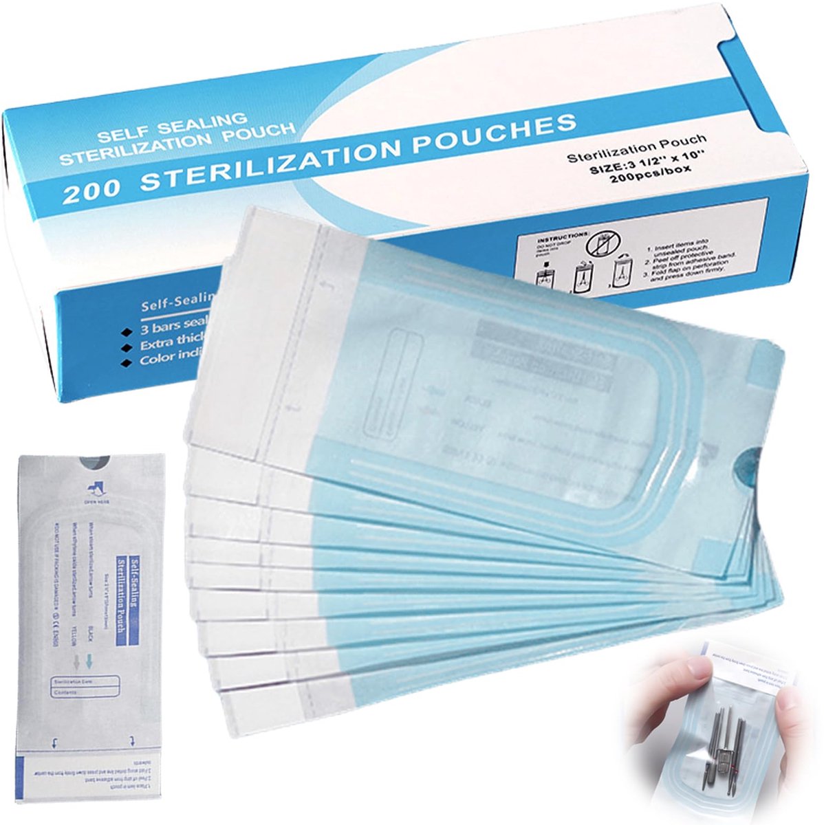 Dailygoods - Sterilisatiezakken voor Tandheelkundige Tools en Manicure - 200 Stuks