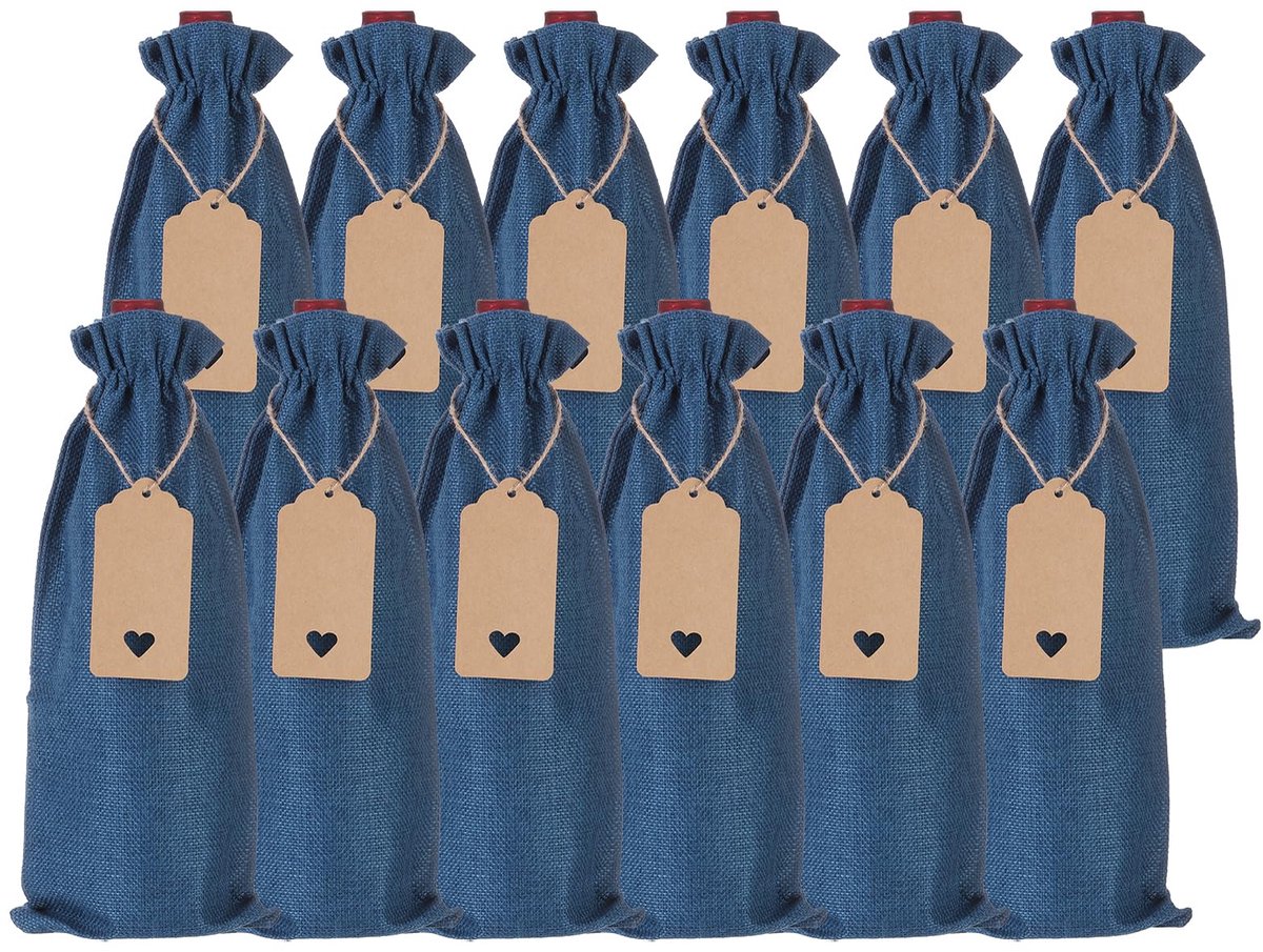 Dailygoods - Herbruikbare Jute Wijnzakken met Koorden - Set van 12