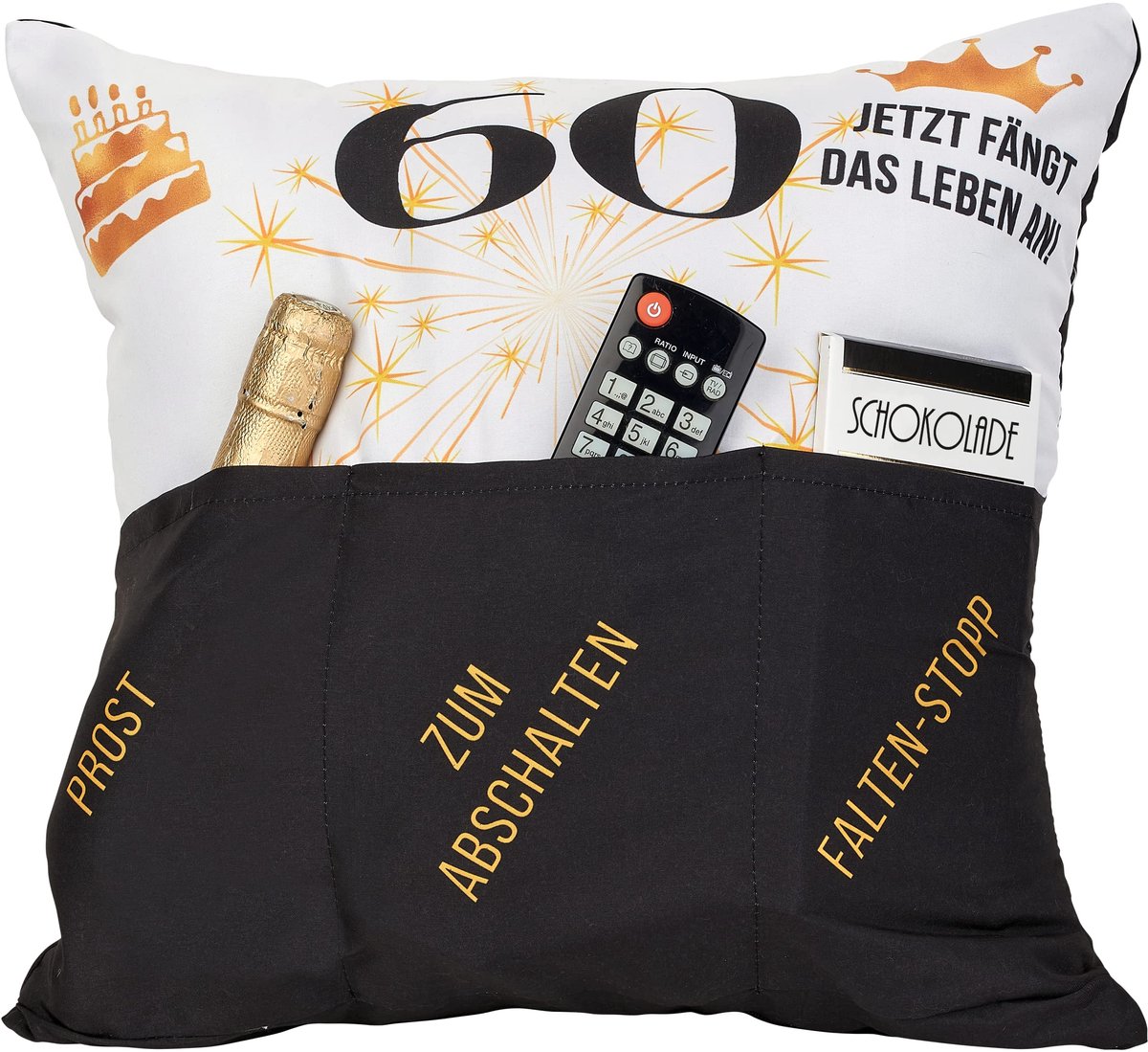 Dailygoods - Original Kussen met 3 Opbergzakken - 43x43cm - Perfect Cadeau voor Verjaardagen