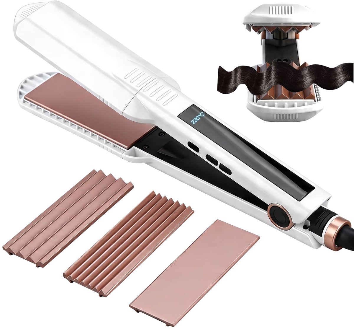 SnelShoppen - Ceramic Crimp 3-in-1 stijltang, antistatisch keramiek, haarstyler voor steil, krullend en golvend haar, ideaal voor feest, dagelijks geb