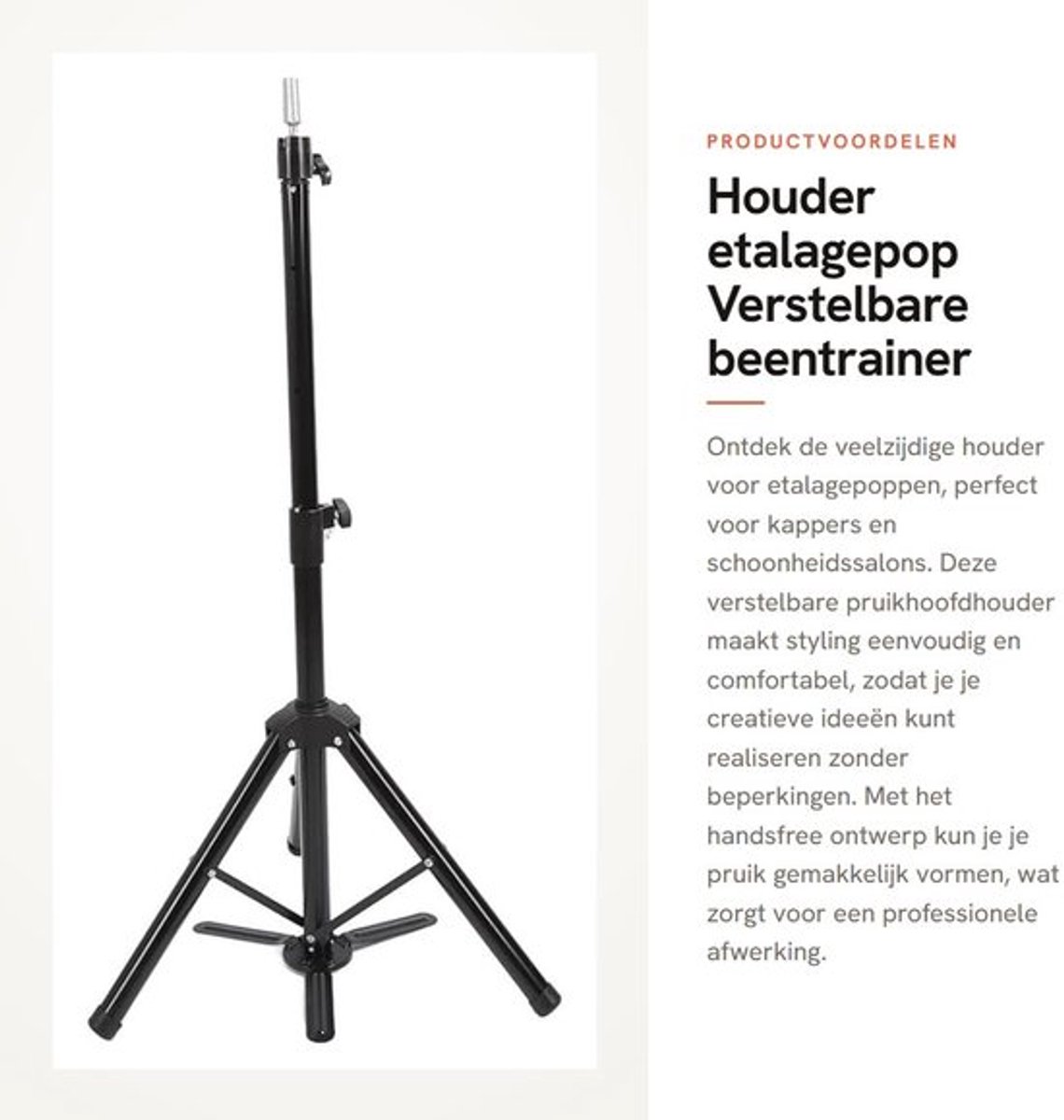 Etalagepop Houder Verstelbaar - Pruikhoofdstandaard - Handsfree Styling - Robuust en Stabiel - Geschikt voor Kappers/Schoonheidssalons - Professionele Styling - Pruikhoofdhouder