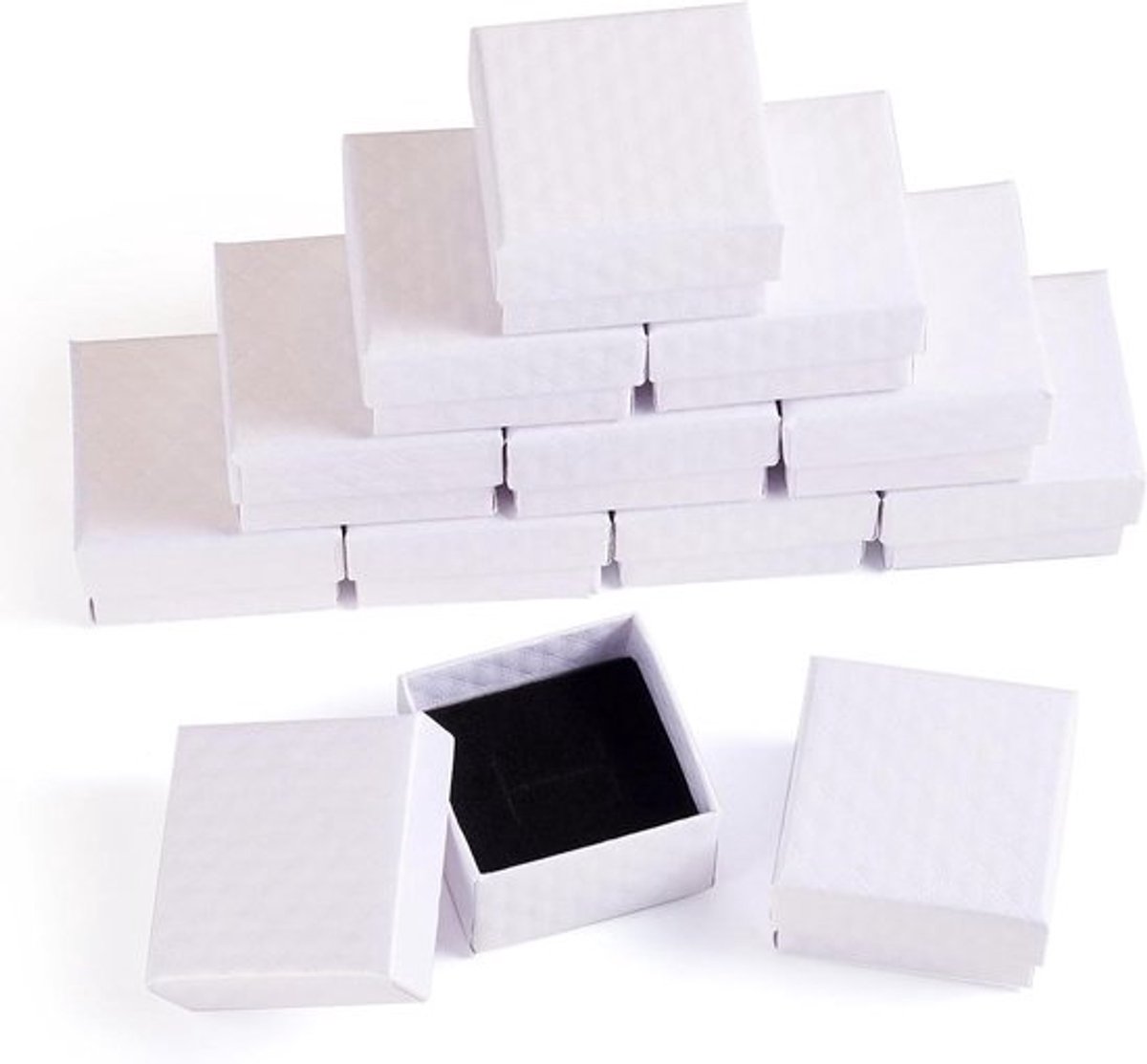Kartonnen Sieraden Geschenkdozen met Diamant Patroon - 12 Stuks - Voor Oorbellen en Ringen - 5x5x3cm
