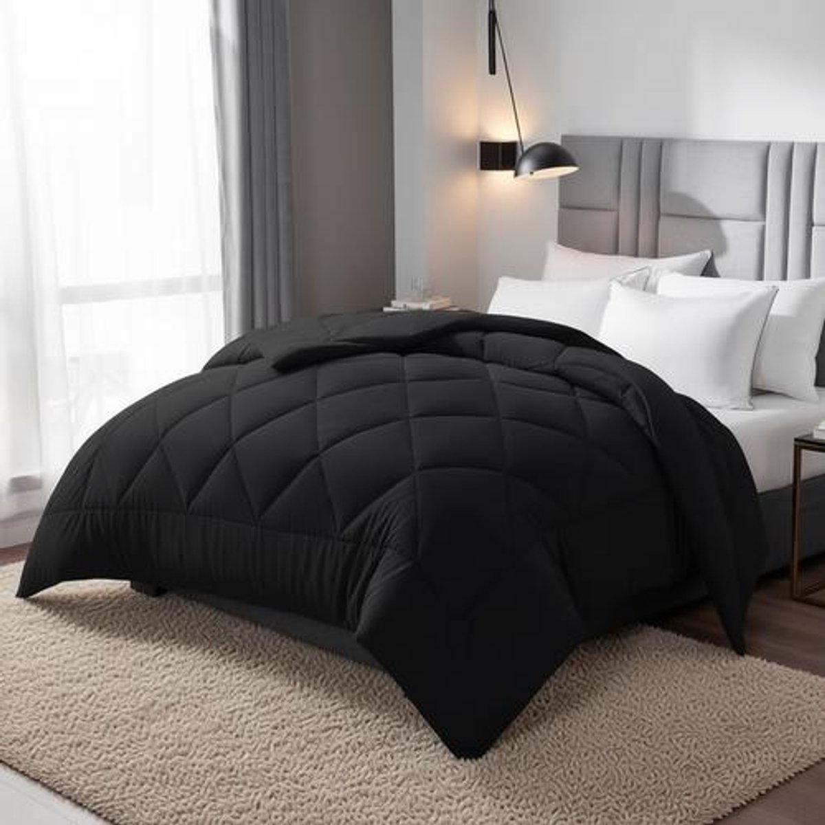 Arvion 4-Seizoenen Dekbed 240x260 cm - Microvezel - Ademend - Zwart