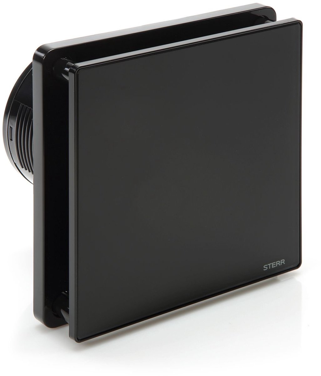 SnelShoppen - STERR Badkamerventilator Zwart 100 mm met Vochtsensor - Stille Moderne Ventilator voor Badkamer, Toilet en Keuken - Energiezuinig en Eff